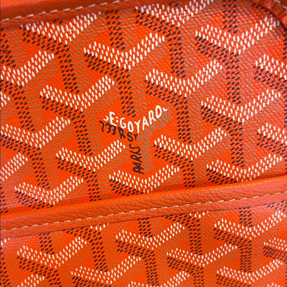 Goyard Orange Chevron Canvas Zip Pouch Tote - Picture 2 of 9